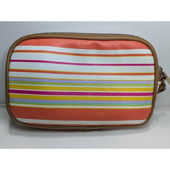 4/$12 Colorful Striped Zip Around Wristlet - Picture 2 of 4